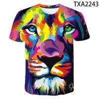 2023 new3D printed lion pattern, summer mens and womens short-sleeve shirt, comfortable and breathable 9