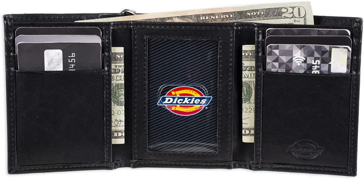 dickies-mens-trifold-chain-wallet-with-id-window-and-credit-card-pockets-one-size-black