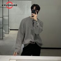 KYUSHUAD เสื้อกันหนาวคอกลมของผู้ชายฉบับภาษาเกาหลีฤดูหนาวของชุดถักแฟชั่นใหม่เสื้อแบบหลวมแจ็คเก็ต