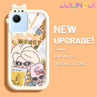 Jjlingji เคสสำหรับ Realme C30 C30s Narzo 50i Prime เคสการ์ตูนผู้หญิงเงินลวดลายสร้างสรรค์สีสันสดใสน่ารักสัตว์ประหลาดน้อยเลนส์กล้องถ่ายรูปแบบนิ่มซิลิโคนเคสใสกันกระแทกแบบใสง่าย