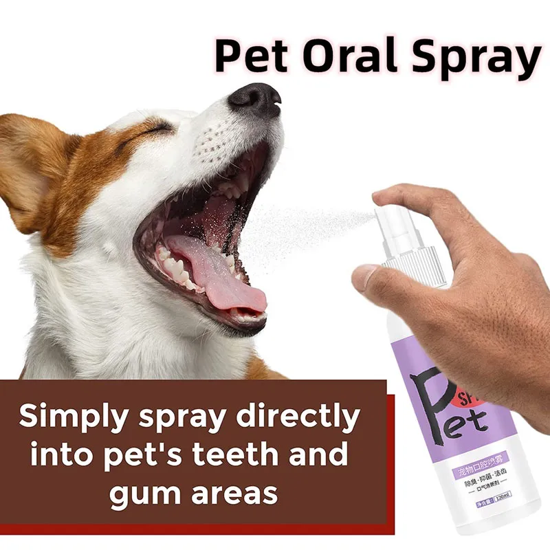 Pet Teeth Cleaning Spray, 120ml Pet Breath Freshener Oral Spray