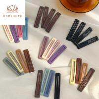 WSRYHDFE 6pcs/set สไตล์เกาหลีแบบ ปิ่นปักผมทรงสี่เหลี่ยมผืนผ้า ฟรอสติ้ง โลหะสำหรับตกแต่ง เรโทร สีทึบทึบ สำหรับผู้หญิง