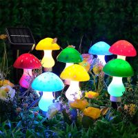 ﹊☬ 8Pcs LED Solar Mushroom Lights Outdoor Garden Decor Waterproof Fairy Light Pathway Lawn Lamp Cute Mushroom Landscape Light