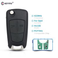 【The-Best】 BEERIS mall KEYYOU กุญแจรถยนต์รีโมทพับได้2ปุ่ม433MHz,สำหรับ Opel Vauxviva Astra H 2004 2005 2006 2007 2008 Zafira B พร้อมชิป PCF7941