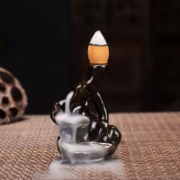 Fashion model shop Home Decoration Mini Ceramic Backflow Incense Burner Ceramic Small Ornamental Incense Burner  Backflow Incense Burner Smoke Stove Censer