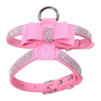 Bling Rhinestone Pet Dog Bowknot Collar Puppy Harness Necklace Collar For Pet Dog 20 34CM 4 Styles For Puppy