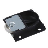 Wardrobe Black Plastic Plate 25mm Dia Wheel Sliding Door Roller