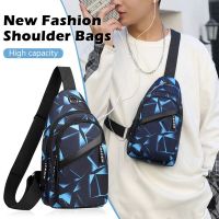 【Lanse store】2022 Men Chest Bag Luxury Designer Oxford Waterproof USB Charging Earphone Cable Hole Handbags Shoulder Crossbody Bolsas