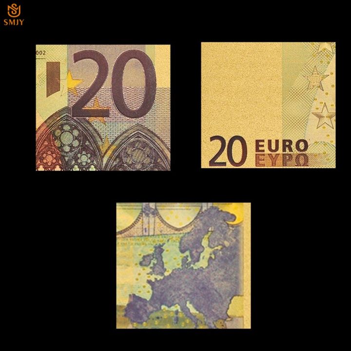 ออนไลน์24k-ชุบทองสกุลเงินยุโรป20ยูโรเงินฟอยล์สีทองแบบจำลองคอลเลกชันธนบัตรกระดาษเงินจริง