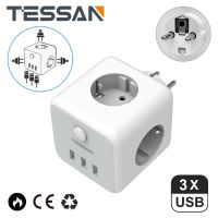 【NEW Popular】 WallCube TESSANMultiple พร้อมเต้าเสียบ1/3แอมป์; 2/3พอร์ต USB ป้องกันการโอเวอร์โหลดสำหรับโฮมออฟฟิศ