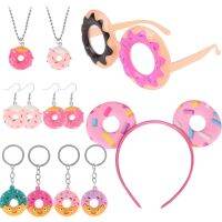 Donut Jurk Up Benodigdheden: Leuke Donuts Bril Grappig Haar Hoepel Ketting Sleutelhanger oorbel Geschenken Voor Kinderen Foto Props