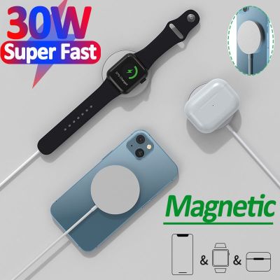 30W Magnetic Induction Wireless charger 3 in 1 phone Fast Charging Stand For Iphone14 13 12 Airpods Pro Apple watch Ios Macsafe