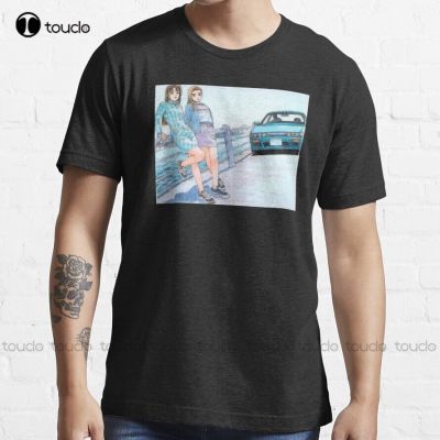 Mako &amp; Sayuki Initial D Trending T-Shirt Black Tshirt High Quality Cute Elegant Lovely Kawaii Cartoon Sweet Cotton Tee Shirts