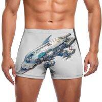 Dolphin Swimming Trunks Pencil Line Drawing  Robot Blueprints Pool Plus Size Swim Shorts Custom Elastic Male Briefs Swimwear