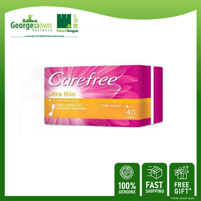 CAREFREE ULTRA THIN UNSCENTED PANTY LINER 40S Lazada