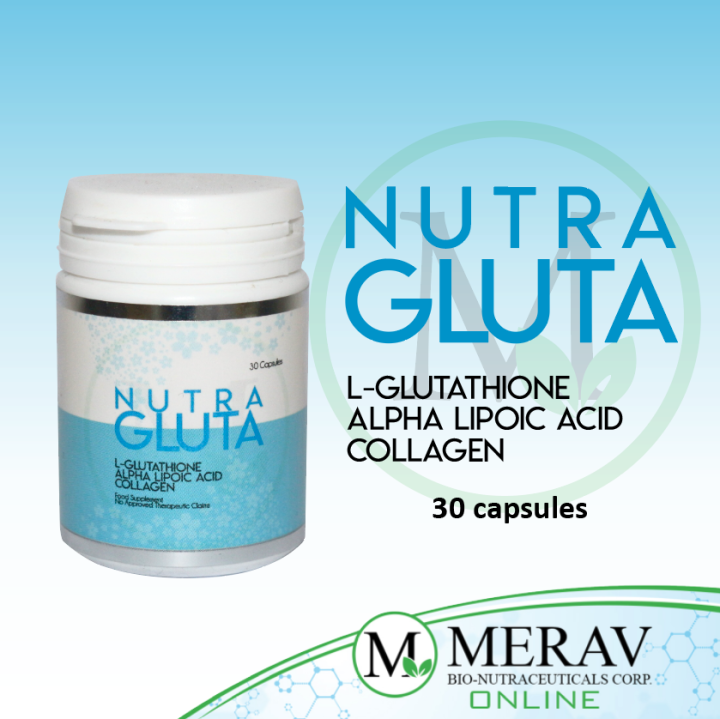 MERAV Nutra Gluta (LGlutathione + Alpha Lipoic Acid + Vitamin C + Collagen) Capsules Lazada PH
