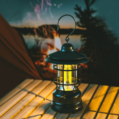 USB Charging Tent Light Vintage Camping Lantern 18650 Flashlight Outdoor Camping Equipment Portable R Lamp Hanging Lanterns