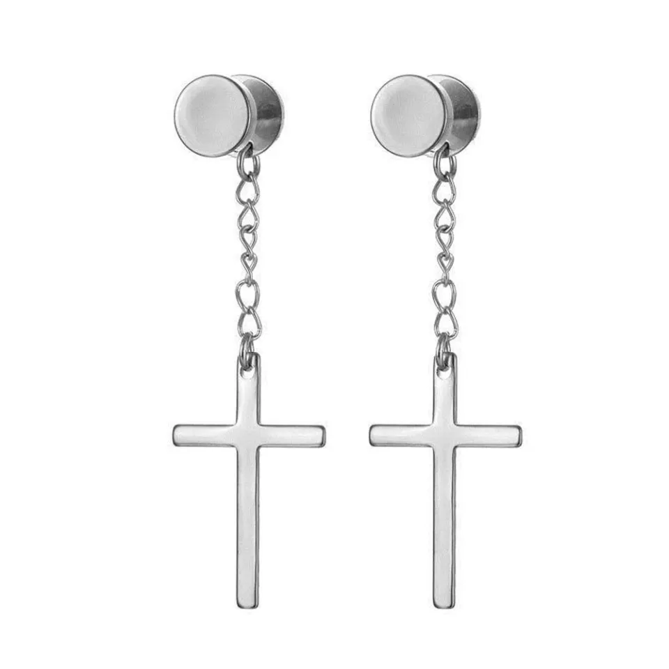 Goth Cross Earrings for Women Men Black Sword Earring Chain Dangle Earrings  for Women Punk Cross Chain Earring Ear Piercing Stud Earrings, Small, Lead:  Buy Online at Best Price in UAE -