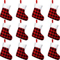 Christmas Miniature Stockings Red and Black Buffalo Plaid Christmas Stocking Christmas Gift Bag Christmas Socks Pendant