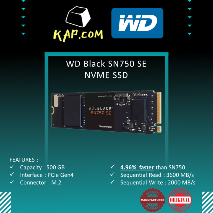 WESTERN DIGITAL WD BLACK SN750 SE 500GB M.2 2280 PCI.e Gen4 NVMe