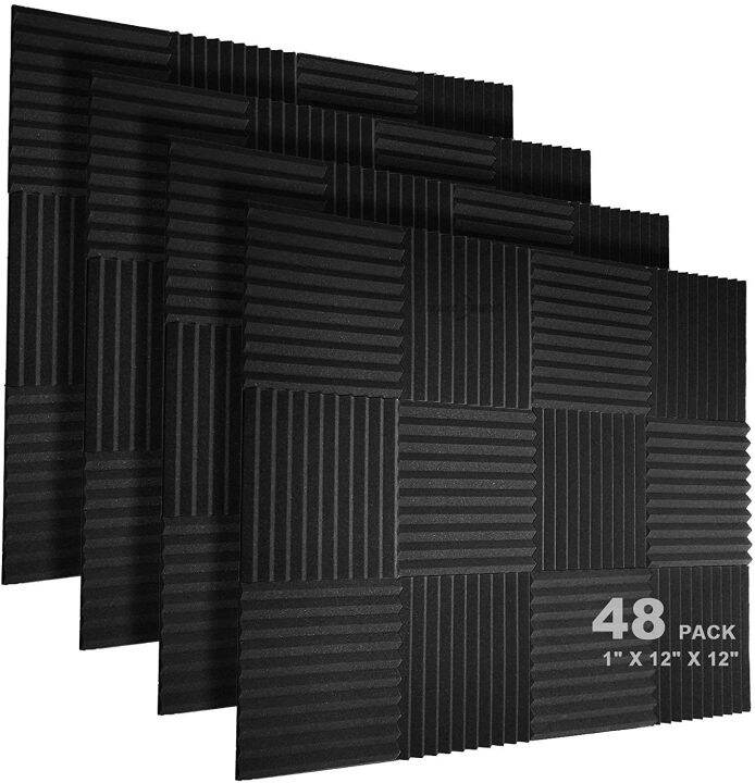 48 Pack 1" X 12" X 12" Acoustic Foam Panels Studio Soundproofing Wedge