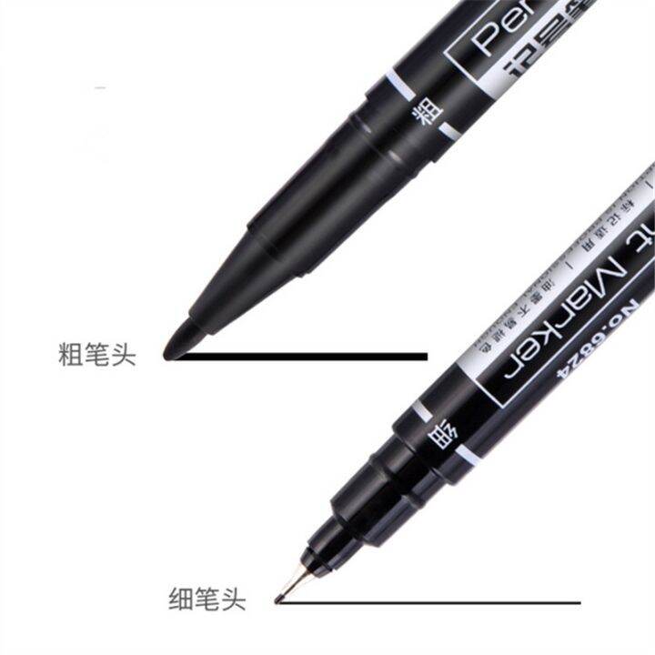 waterproof-ink-black-blue-red-permanent-marker-dual-tip-0-5-1-0-mm-nib-student-school-office-supplies-art-painting-pen