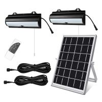 Double Head Solar Pendant Light Motion Sensor IP65 Waterproof Outdoor Shed Light with Dimmable Remote Control