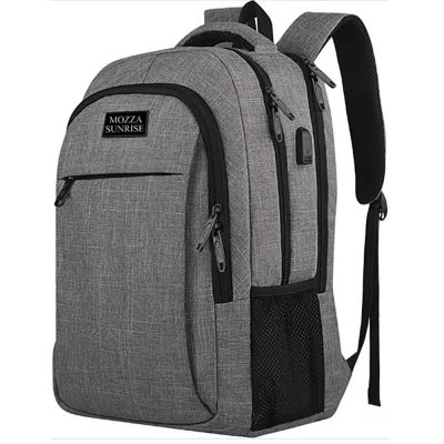 กระเป๋าเป้ใส่แล็ปท็อปขนาด18นิ้วกระเป๋าเป้กันขโมยพร้อมพอร์ตชาร์จ USB กระเป๋าเป้สะพายหลังสำหรับนักเรียนหญิงและชายกันน้ำได้กระเป๋าสะพายหลังใส่แล็ปท็อปสำหรับไปโรงเรียนเดินทางธุรกิจออฟฟิศ-สีเทา
