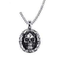 Stainless Steel Bicycle Chain Ghost Head Pendant Necklace For Men Male Fitness Sport Jewelry