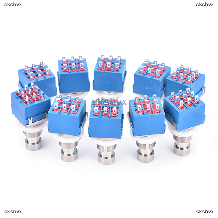 sksbvx-10-pcs-9-pin-3pdt-กีต้าร์เอฟเฟค-pedal-box-stomp-foot-metal-switch-true-bypass