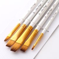 5Pcs Art Paint Brush Set Nylon Hair White Handle Artist Brushes for Acrylic and Oil Painting Watercolor Brush Drawing Painting Supplies