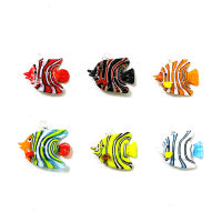 6Pcs Murano Handmade Glass Tropical Fish Mini Figurines จี้ Aquarium ตกแต่งสัตว์ทะเลน่ารัก Tiny รูปปั้นหัตถกรรม Ornaments