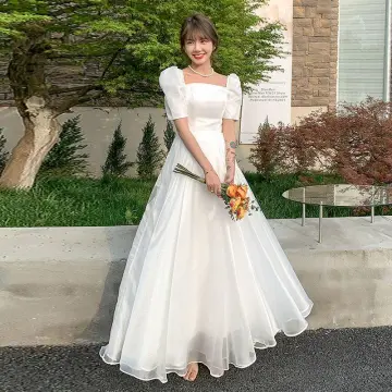 Buy White Dress For Civil Wedding Long Sleeve online | Lazada.com.ph