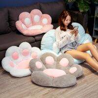 หมอนรองหลังสำหรับอุ้งเท้าแมวแสนน่ารักหมอนรองเก้าอี้กำมะหยี่ Bantal Kursi รูปสัตว์ปลอกโซฟาโซฟาบ้านชั้นในร่มของขวัญตกแต่งฤดูหนาว