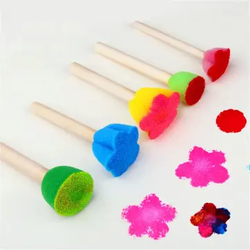 Pack Of 30 Round Foam Sponge Paint Brush Set - Stencil Brush Value Pack - 5  Different Sizes - Great