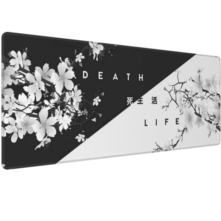 black-and-white-cherry-blossom-gaming-mouse-pad-large-mouse-mat-desk-pad-stitched-edges-mousepad-31-5-x-11-8-inch