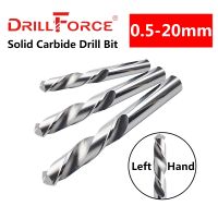 Drillforce 1PC 0.5Mm-20Mm Mata Bor Karbida Padat Tangan Kiri Mata Bor Putar Flute Spiral Terbalik untuk Alat Tahan Karat Paduan Keras