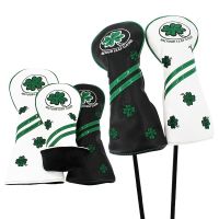 Golf Headcover for Driver Fairway Hybrid Blade Putter PU Leather Waterproof Four Leaf Clover Golf Wood Head Cover Number Tag