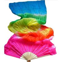 Multicolor Hand Made Belly Dance Dancing Silk Bamboo Long Fans Veils 1.8m HOT