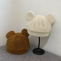 ร้อนขายญี่ปุ่นน่ารักหมีน้อยหู Lambswool หมวกผู้หญิงฤดูใบไม้ร่วงฤดูหนาวข้นให้อบอุ่นปกป้องถัง C Ascute