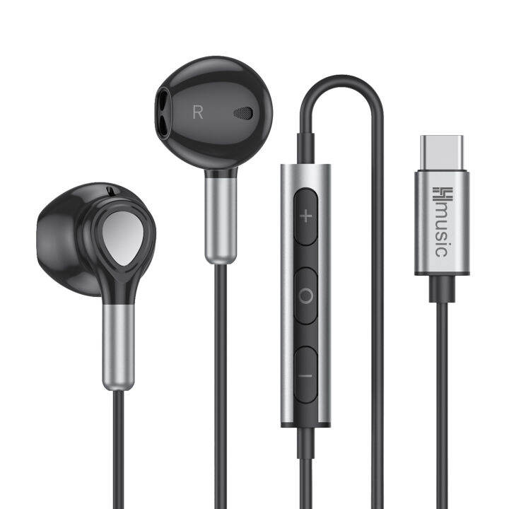 Hmusic USB C Headphones, Type C Earphones, Wired Earbuds inEar Headset with Microphone Volume