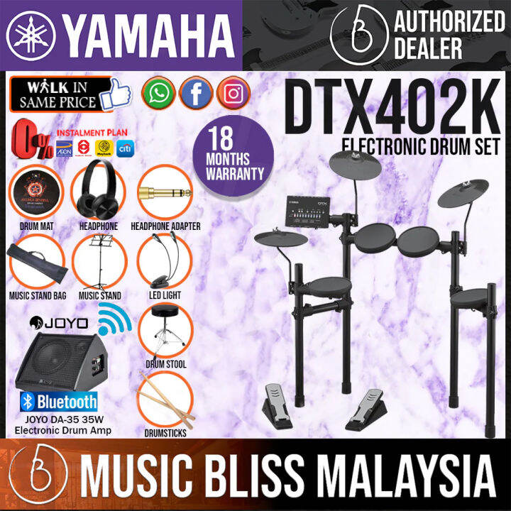 Yamaha Digital Drum DTX402K Electronic Drum Set with Joyo DA35 Drum
