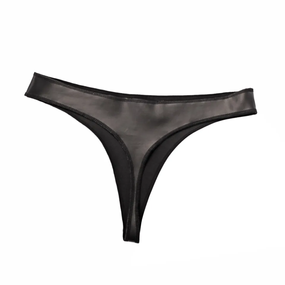 Women Faux Leather Thongs G String T Back Low Waist Briefs Underwear Panties
