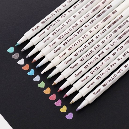 Metallic Marker Pens 12 Colors Metallic Markers for Black Paper