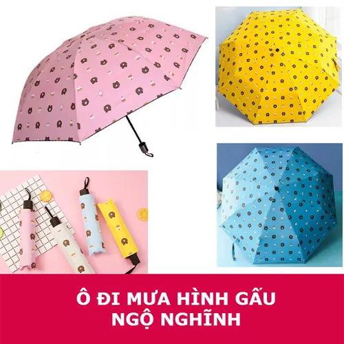 Ô dù gấp gọn che mưa cute mini hình gấu Brown dễ thương chống tia UV,ô gấp gọn gọn kute | Lazada.vn Ô Dù Gấp Gọn Che Mưa Cute Mini Hình Gấu Brown Dễ Thương Chống Tia Uv,Ô Gấp Gọn Gọn Kute | Lazada.Vn