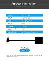 20V 3.25A 65W แล็ปท็อป Ac Adapter Charger สำหรับ ADLX65CCGC2A ADL65WCC ADLX65CDGI2A ADLX65CCGU2A ADLX65CDGE2A