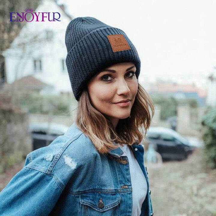 enjoyfur-women-winter-beanie-hat-soft-warm-wool-knit-beanie-female-fashion-lightweight-casual-cuffed-skull-ski-caps