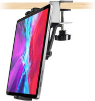 Kitchen Cabinet Tablet Mount, woleyi Easy-Install Under Cabinet Tablet &amp; Phone Clamp Holder Stand for iPad Pro 9.7, 10.5, 12.9 Air Mini, iPhone, Galaxy Tabs, Switch, More 4-13" Tablets and Cellphones