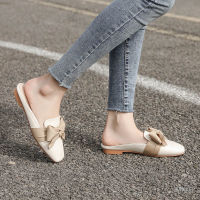 Luxury Woman Mules Summer Close Toe Women Slippers Bowtie Lazy Slides Flat Heel Casual Shoes Girl Slippers Outdoor Flip Flops