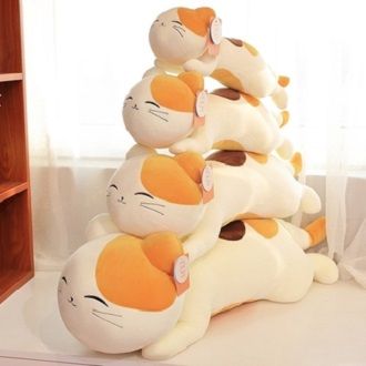 Huggable Bantal Tidur Bantal Boneka Haiwan Boneka Cute Kucing Plush Mainan Mainan Kartun Kusyen Toy untuk Kanak-Kanak Kanak-Kanak Kanak-Kanak Hadiah H
